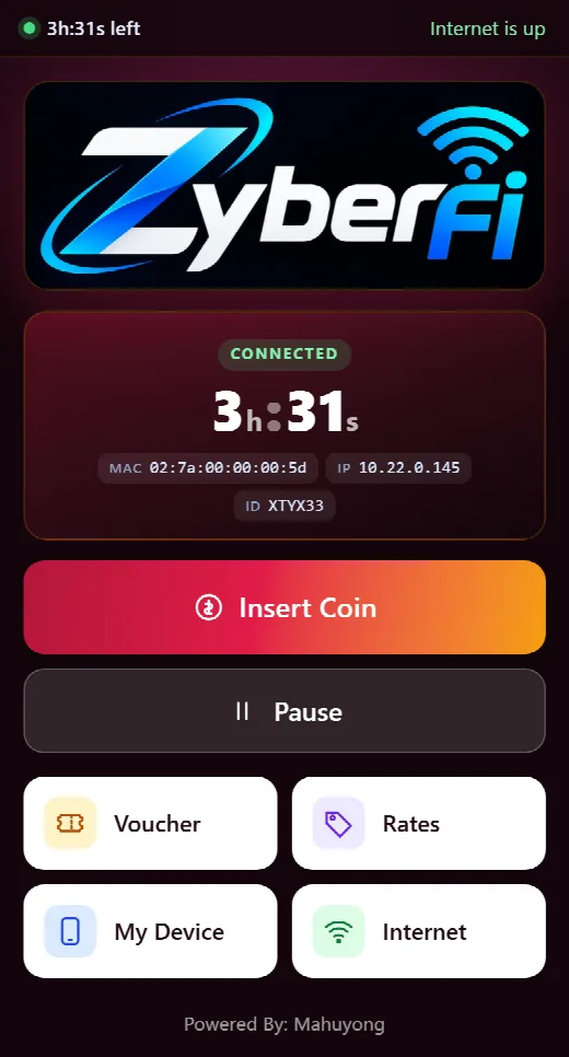 ZyberFi portal on a phone
